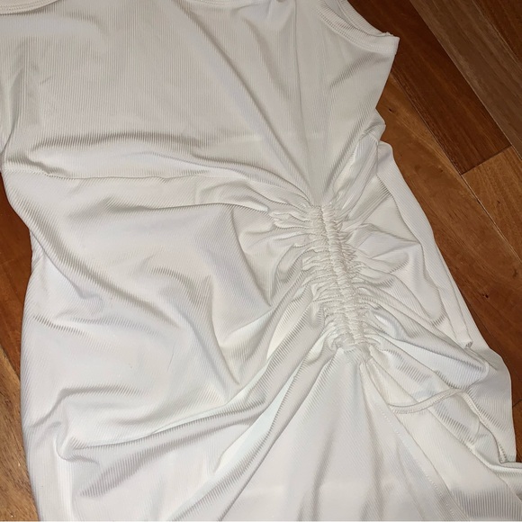 Chicme Side Slit Ruched Ribbed Tank Dress Drawstring Bodycon - Picture 10 of 13